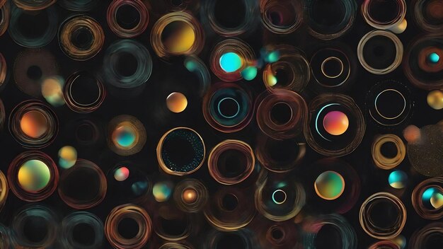 A close up of a bunch of circles on a black background generative ai