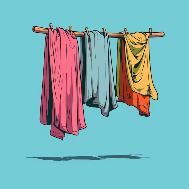 a close up of a bunch of clothes hanging on a clothes line generative ai