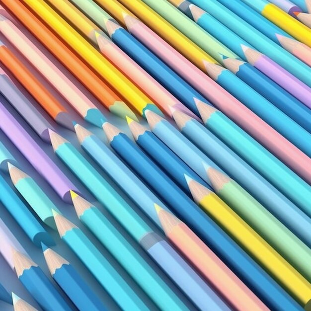 A close up of a bunch of colored pencils with one of them turned to the side generative ai