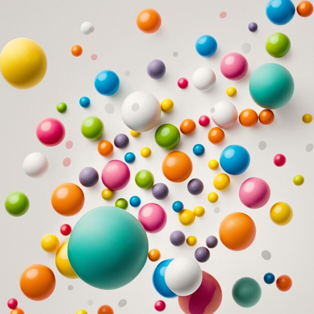 Photo a close up of a bunch of colorful balls floating in the air generative ai