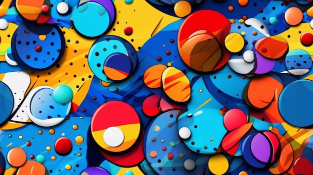 A close up of a bunch of colorful buttons on a blue surface generative ai