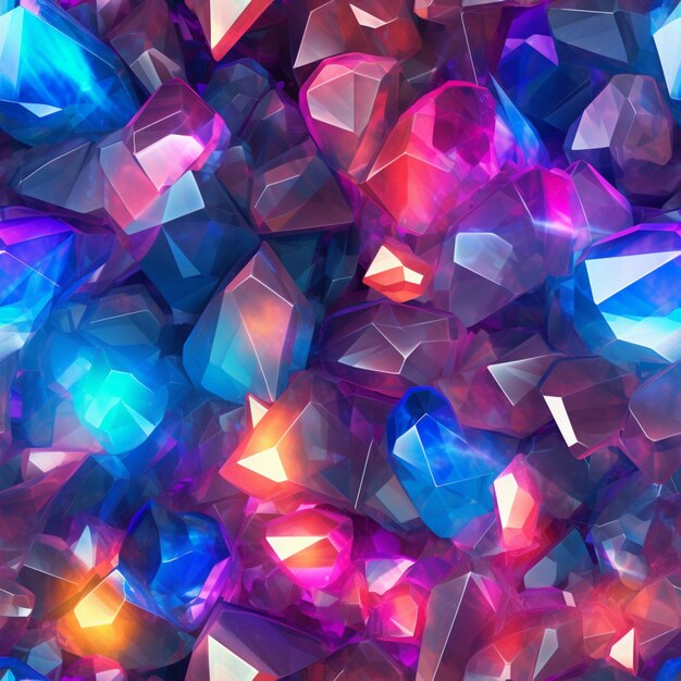 Photo a close up of a bunch of colorful crystals on a table generative ai