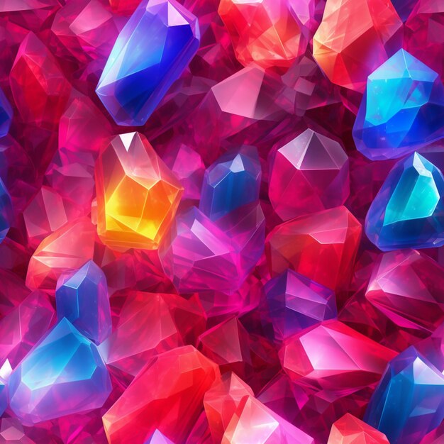 Photo a close up of a bunch of colorful crystals on a table generative ai