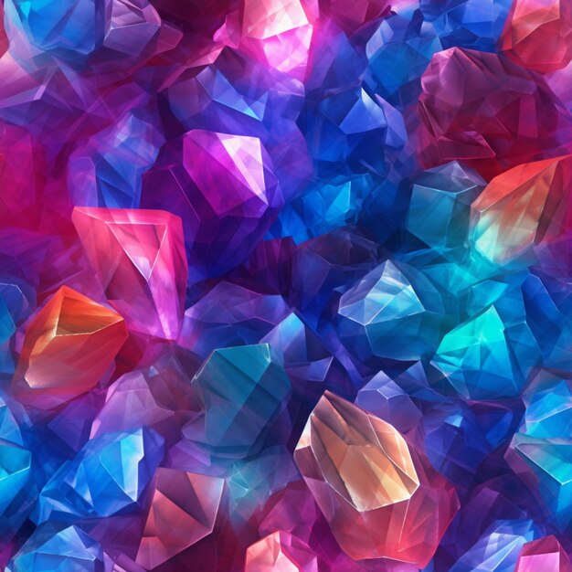 A close up of a bunch of colorful crystals on a table generative ai