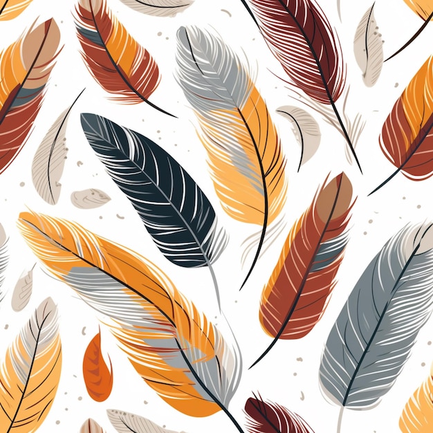 A close up of a bunch of colorful feathers on a white background generative ai