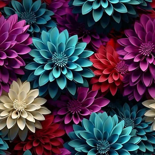 a close up of a bunch of colorful flowers on a wall generative ai