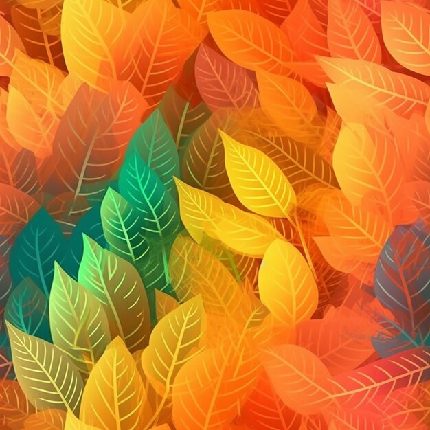 A close up of a bunch of colorful leaves on a table generative ai