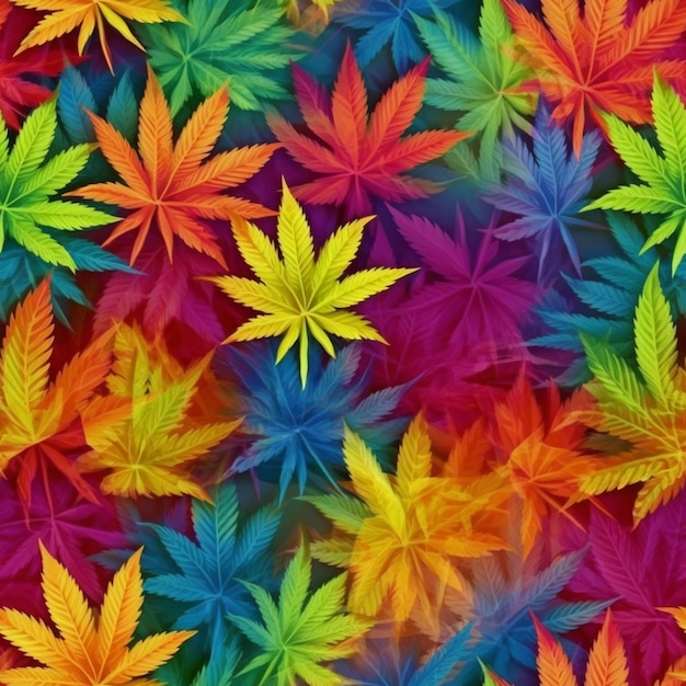 A close up of a bunch of colorful leaves on a table generative ai