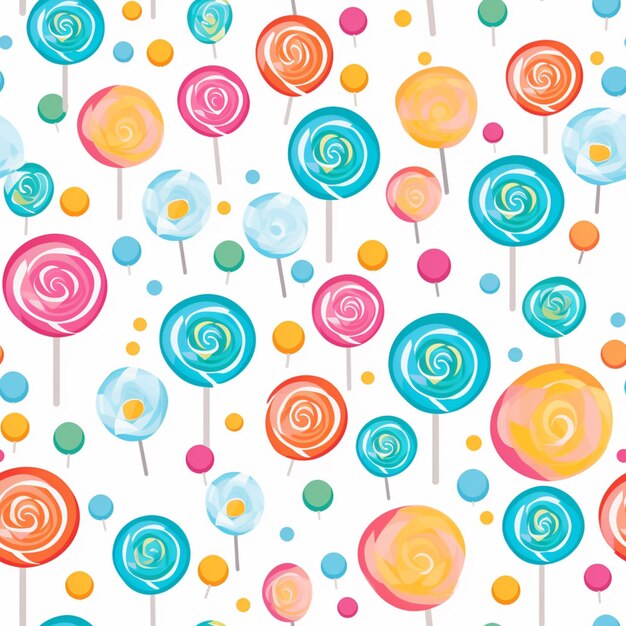 A close up of a bunch of colorful lollipops on a white background generative ai