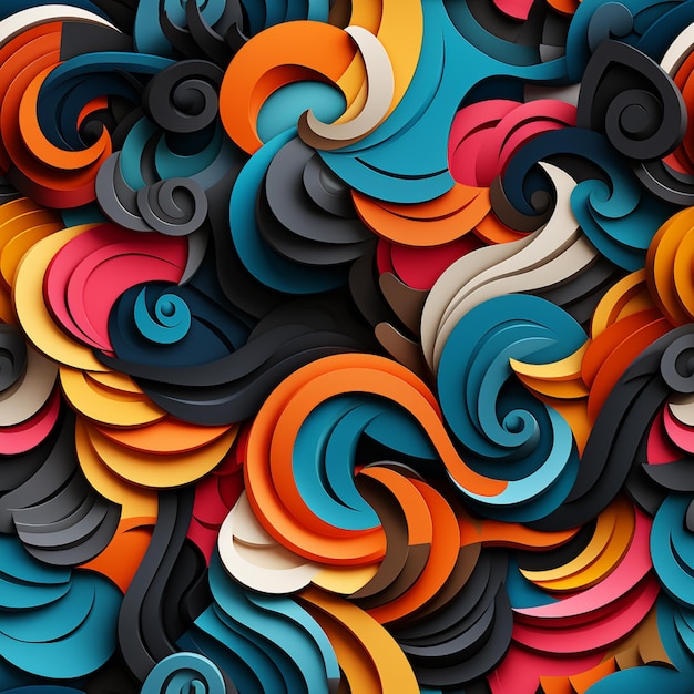 a close up of a bunch of colorful paper swirls generative ai