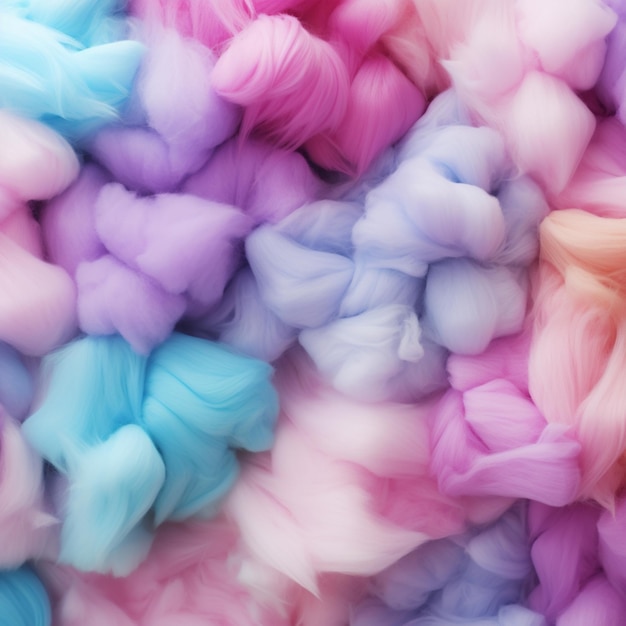 A close up of a bunch of cotton candy on a table generative ai