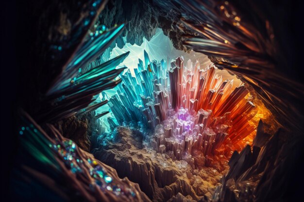 Close up of a bunch of crystals Generative Ai