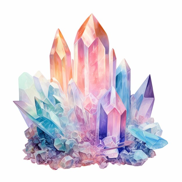 a close up of a bunch of crystals on a rock generative ai