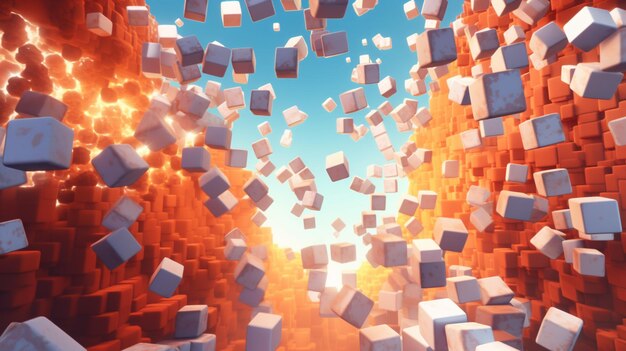 Photo a close up of a bunch of cubes in a room generative ai