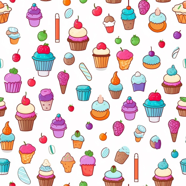 Photo a close up of a bunch of cupcakes on a white background. generative ai.