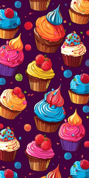 A close up of a bunch of cupcakes with different toppings generative ai