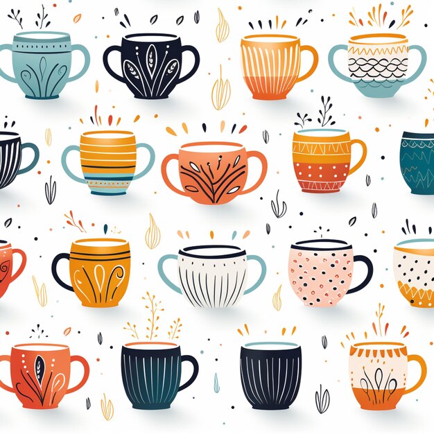 a close up of a bunch of cups with different designs generative ai