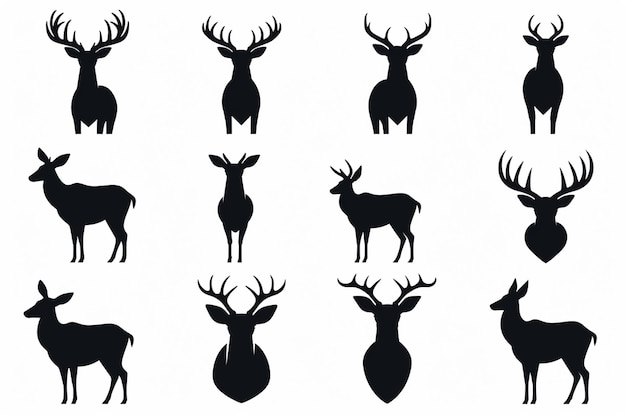 a close up of a bunch of deer heads on a white background generative ai