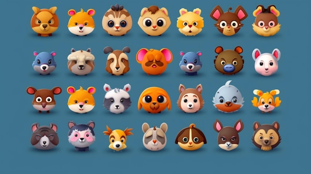 Photo a close up of a bunch of different animals on a blue background generative ai