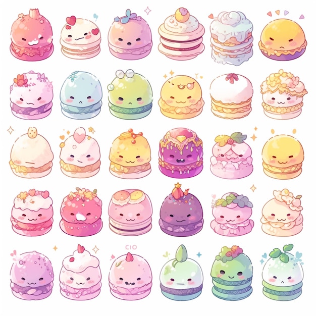 a close up of a bunch of different cakes with different faces generative ai