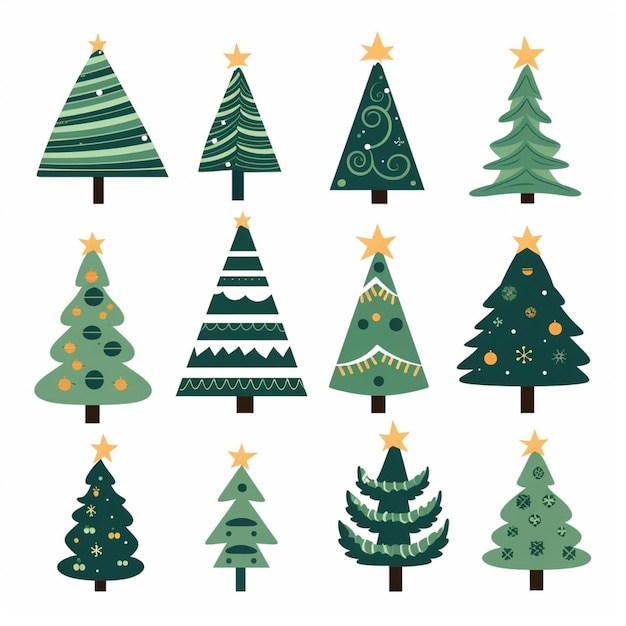 a close up of a bunch of different christmas trees generative ai