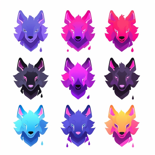 a close up of a bunch of different colored animals on a white background generative ai