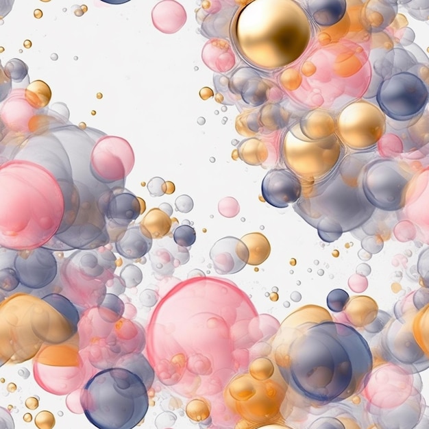 a close up of a bunch of different colored balls floating in the air generative ai
