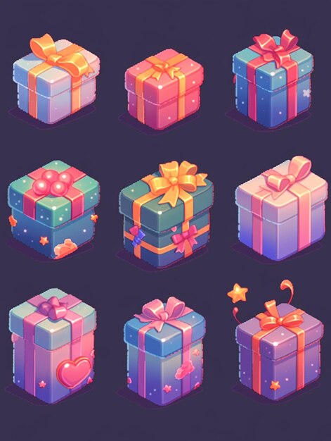 A close up of a bunch of different colored boxes with bows generative ai