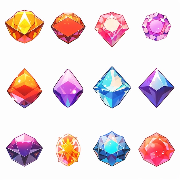 a close up of a bunch of different colored diamonds generative ai