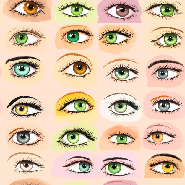 a close up of a bunch of different colored eyes generative ai