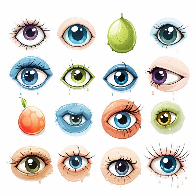 a close up of a bunch of different colored eyes with different shapes generativ ai