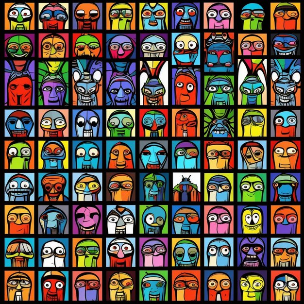 A close up of a bunch of different colored faces generative ai