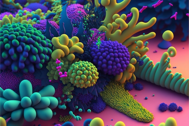 A close up of bunch different colored flowers and plants generative ai