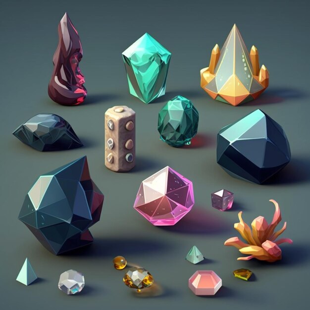 A close up of a bunch of different colored gems generative ai