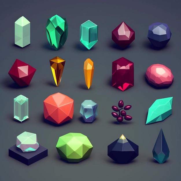 A close up of a bunch of different colored gems generative ai