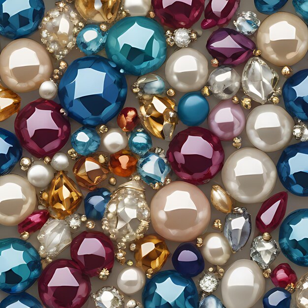 Foto un primo piano di un gruppo di gemme di diversi colori
