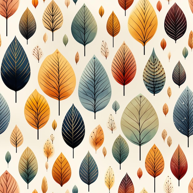 a close up of a bunch of different colored leaves on a white background generative ai