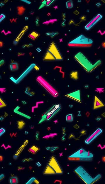 Photo a close up of a bunch of different colored objects on a black background generative ai