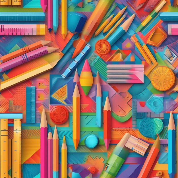 A close up of a bunch of different colored pencils and rulers generative ai