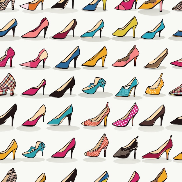 a close up of a bunch of different colored shoes on a white surface generative ai