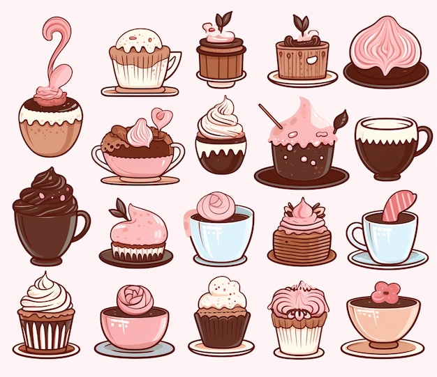 a close up of a bunch of different cupcakes and cakes generative ai