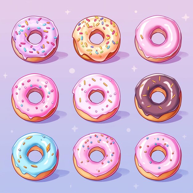 a close up of a bunch of different donuts with sprinkles generative ai