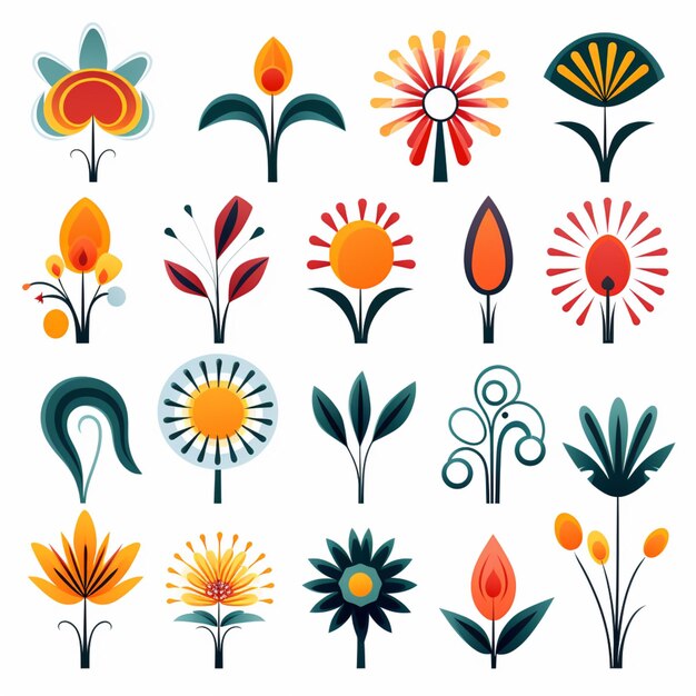 a close up of a bunch of different flowers on a white background generative ai