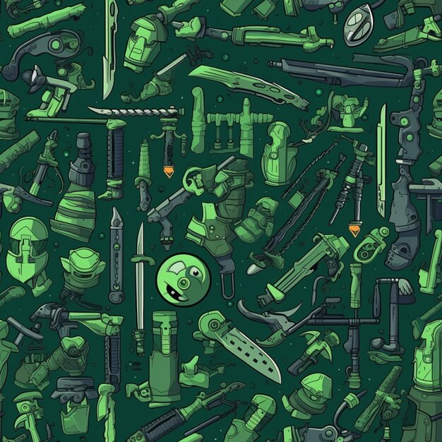 a close up of a bunch of different items on a green background generative ai