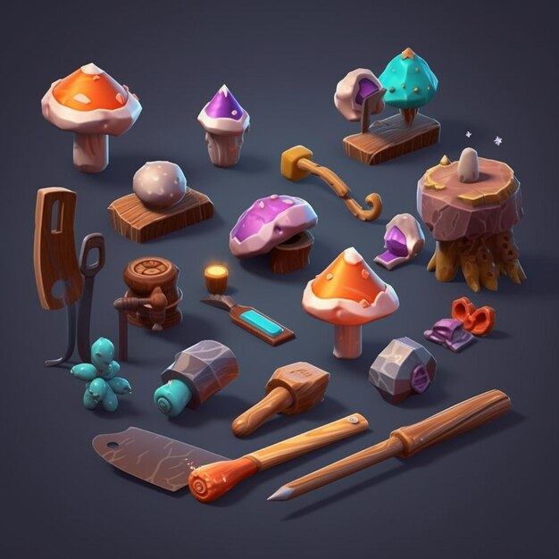 a close up of a bunch of different items on a table generative ai