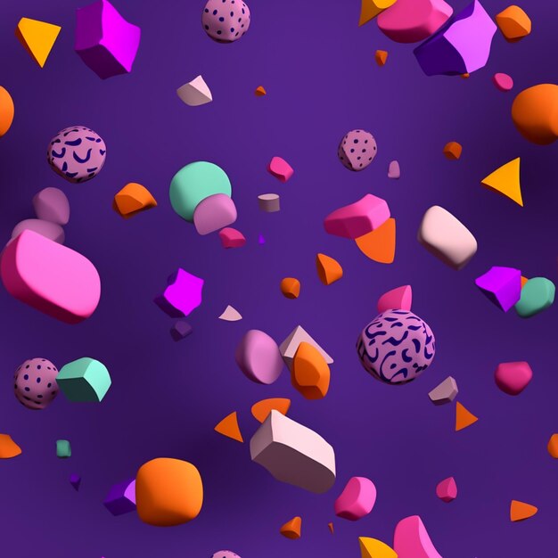 A close up of a bunch of different shapes on a purple background generative ai