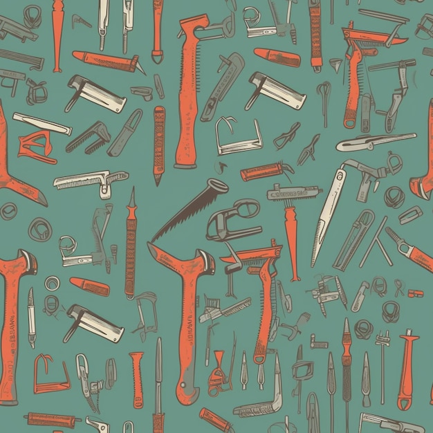 Photo a close up of a bunch of different tools on a blue background generative ai