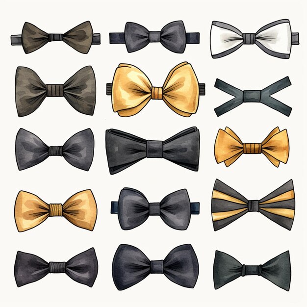 a close up of a bunch of different types of bow ties generative ai