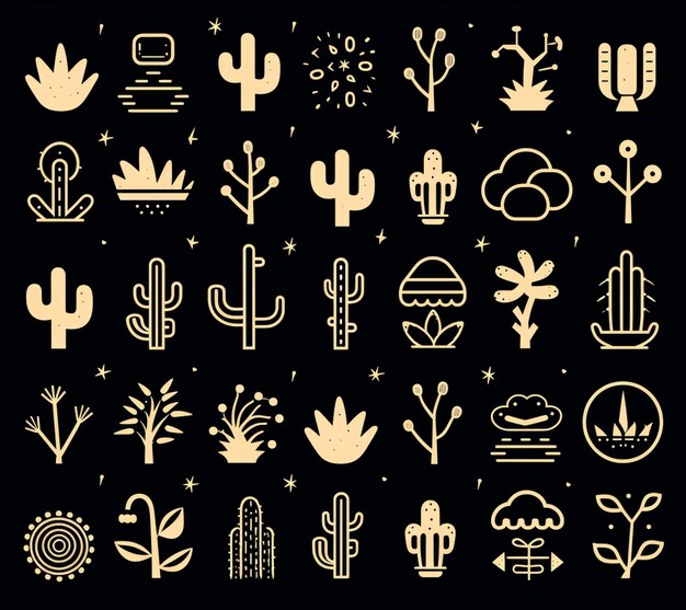 a close up of a bunch of different types of cactus plants generative ai