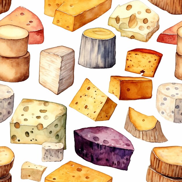 A close up of a bunch of different types of cheese generative ai